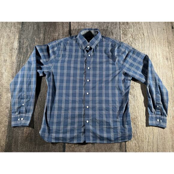 Van Heusen Never Tuck Slim Fit Shirt 16-16.5 Large Button Up Long Sleeve - Picture 1 of 6